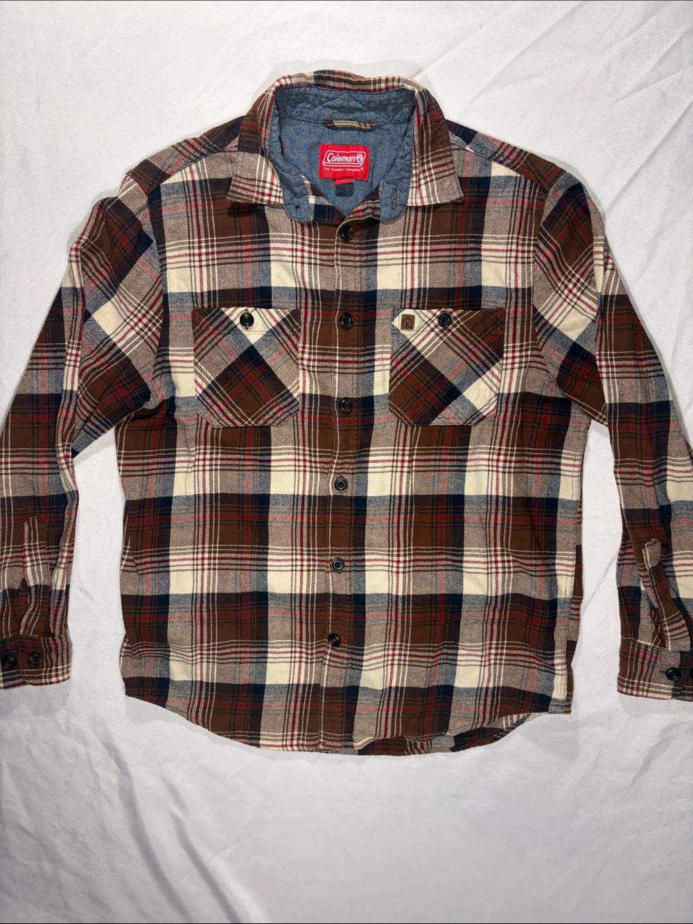 Coleman Brown Cream Navy Plaid Button-Down Shirt - Men